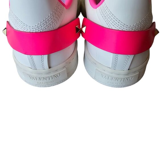 Valentino Garavani Backnet White Pink Leather V-Logo Sneakers Size 37 US 7 - Picture 7 of 9